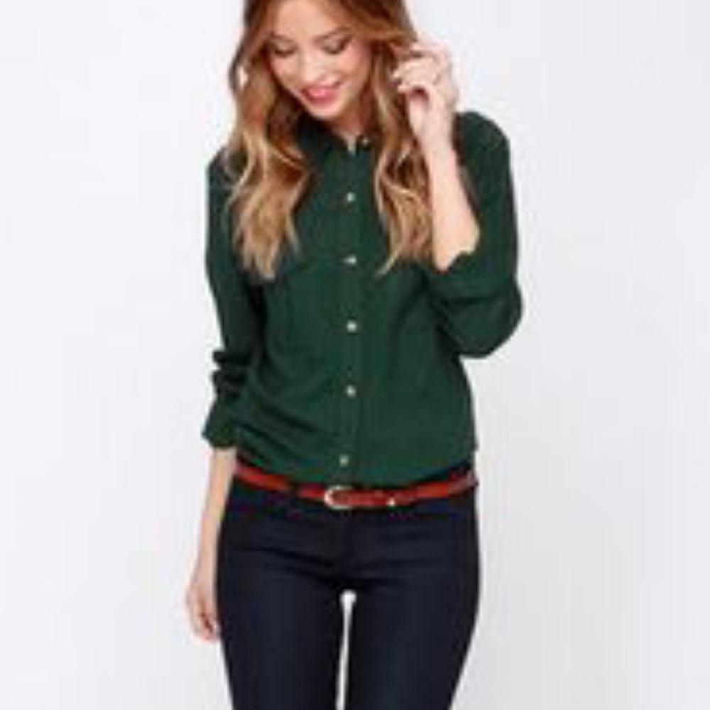 Theory • Dark Green Button Down